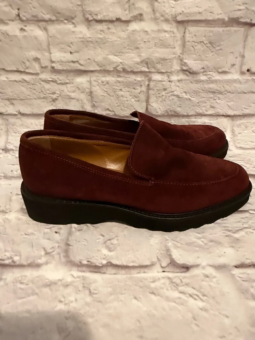 AQUATALIA Kelsey Platform Loafers Flats womans 8 Suede Leather Burgundy